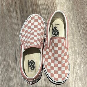 Vans Pink and White Checkered Slip-On Sneakers